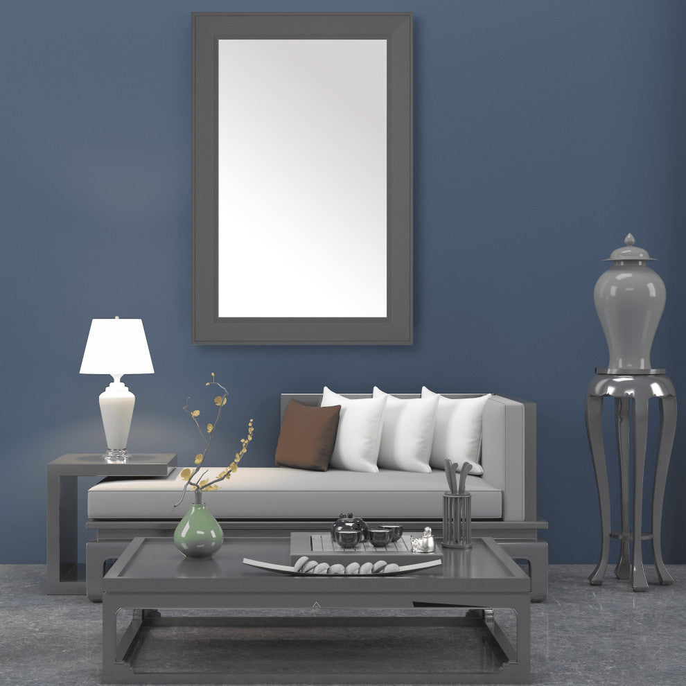 Porter Framed Wall Mirror, Dark Gray, 36"x42"