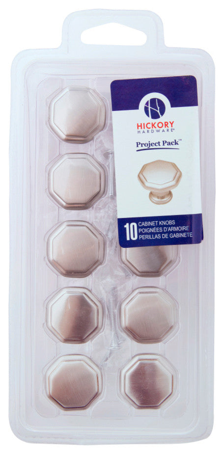 Belwith Hickory Project Pack 1-1/8 In. Conquest Satin Nickel Cabinet Knob (10 Pa