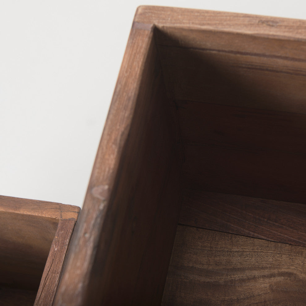 Jadine Set of 2 Medium Brown Wood With Black Metal Rectangle Frames