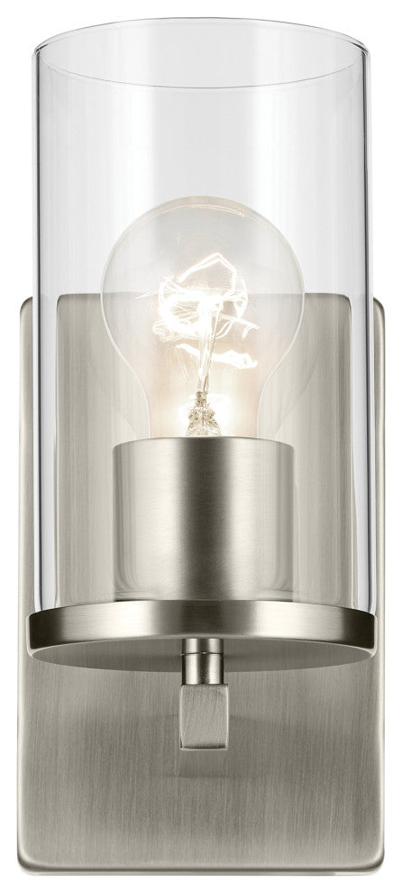 Crosby 4.5" 1-Light Wall Sconce With Clear Glass, Brushed Nickel