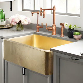 One-Handle Copper Pot Filler Kitchen Faucet with Side Sprayer