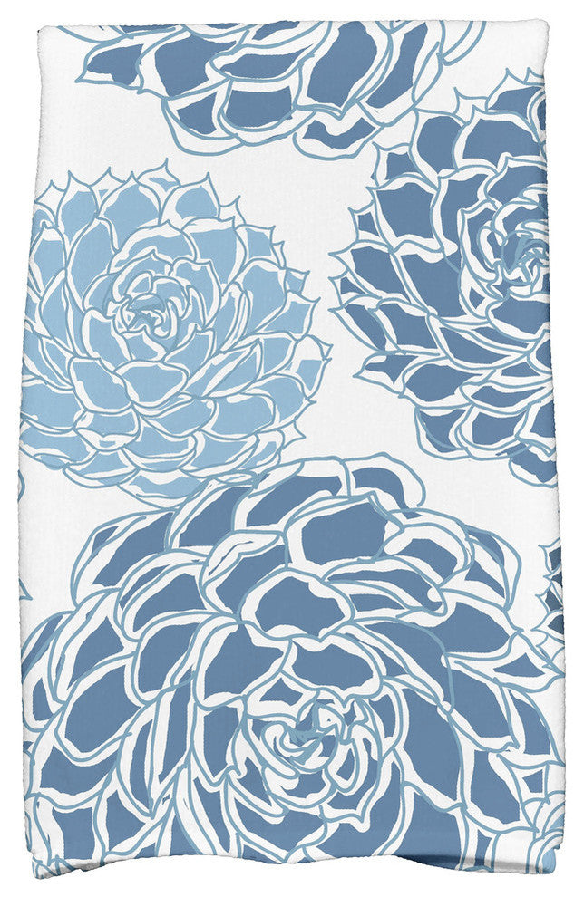 18"x30" Olivia Floral Print Kitchen Towel, Blue