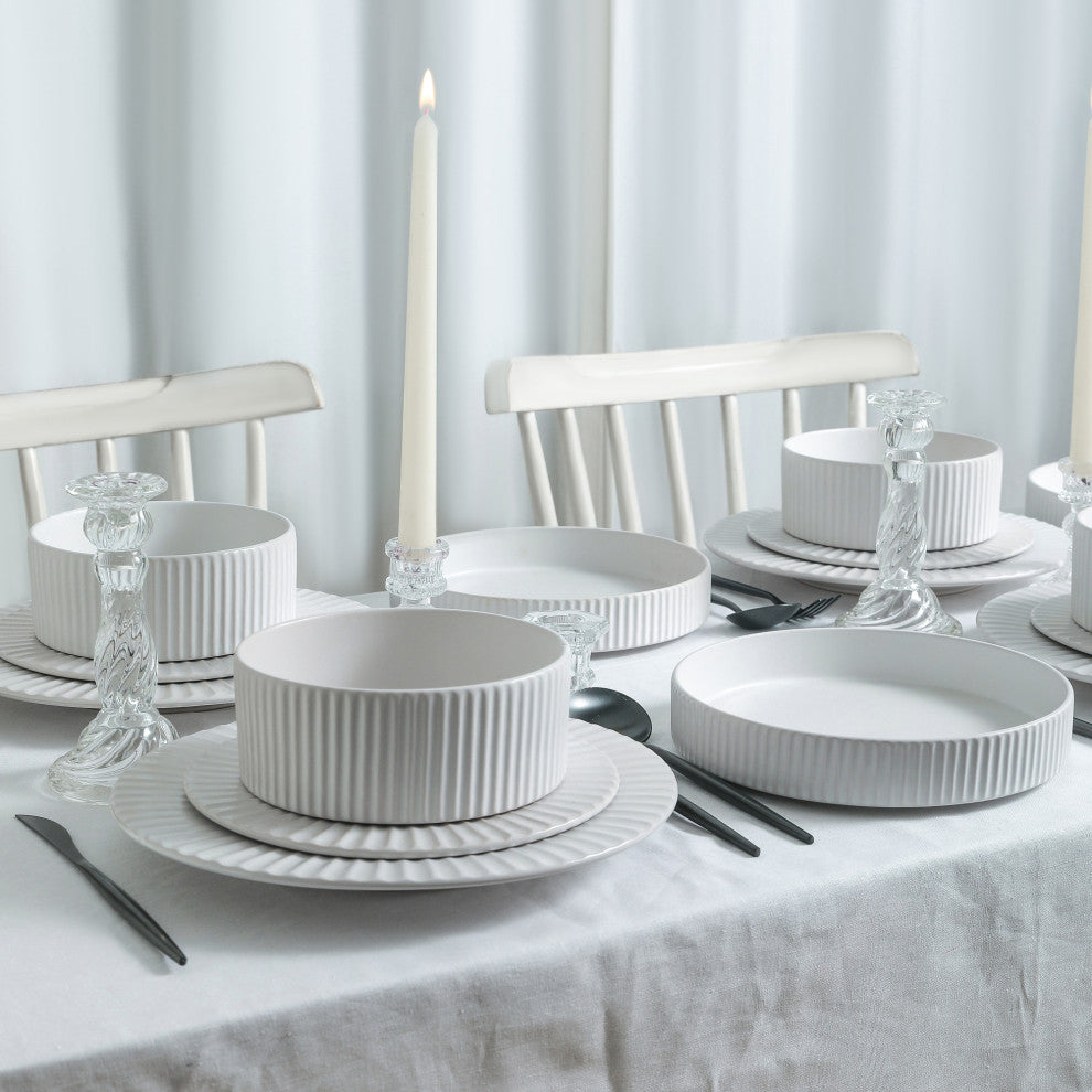 Christian Siriano Lusso Stoneware 32 Piece Dinnerware Set, White