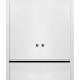 French Double Pocket Doors 36x84 | Planum 0012 White Silk | Kit Trims Rail