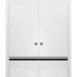 French Double Pocket Doors 36x84 | Planum 0012 White Silk | Kit Trims Rail