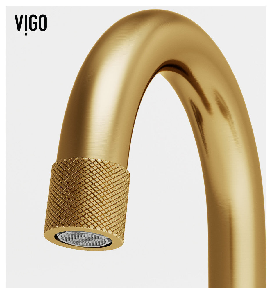 VIGO Wythe 8" H 2-Handle Widespread Bathroom Faucet, Matte Brushed Gold