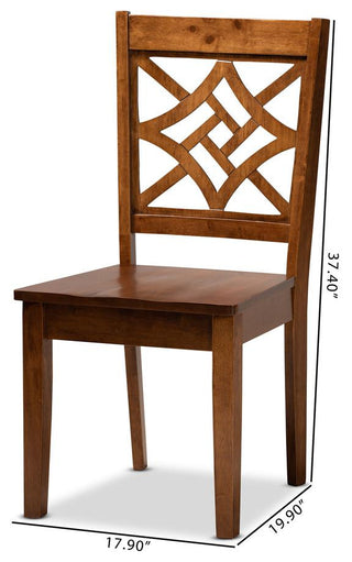 Walnut Brown Finished Wood 2-Piece Dining Chair Set