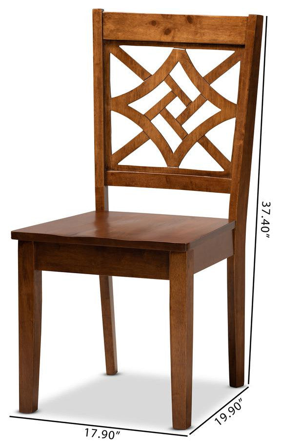 Walnut Brown Finished Wood 2-Piece Dining Chair Set