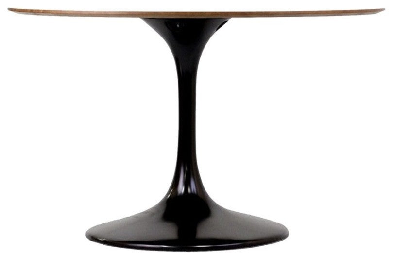 Modern Black Tulip 48" Round Walnut Dining Table