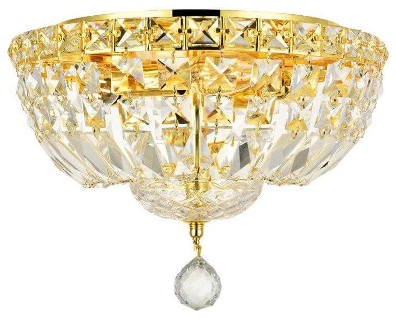 Empire 12" Wide 4-Light Transitional Round Small Flush Mount, Gold