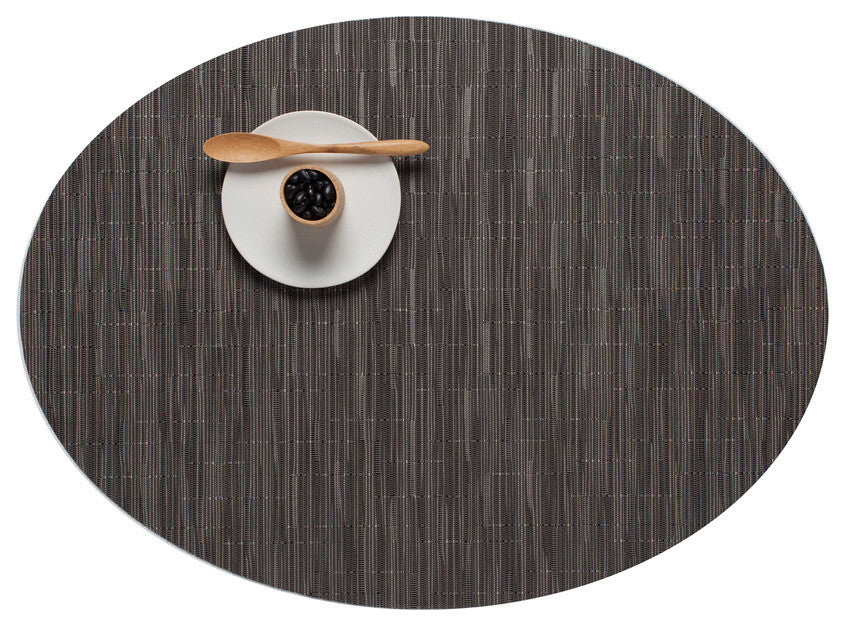 Bamboo Oval Table Mat, Gray Flannel
