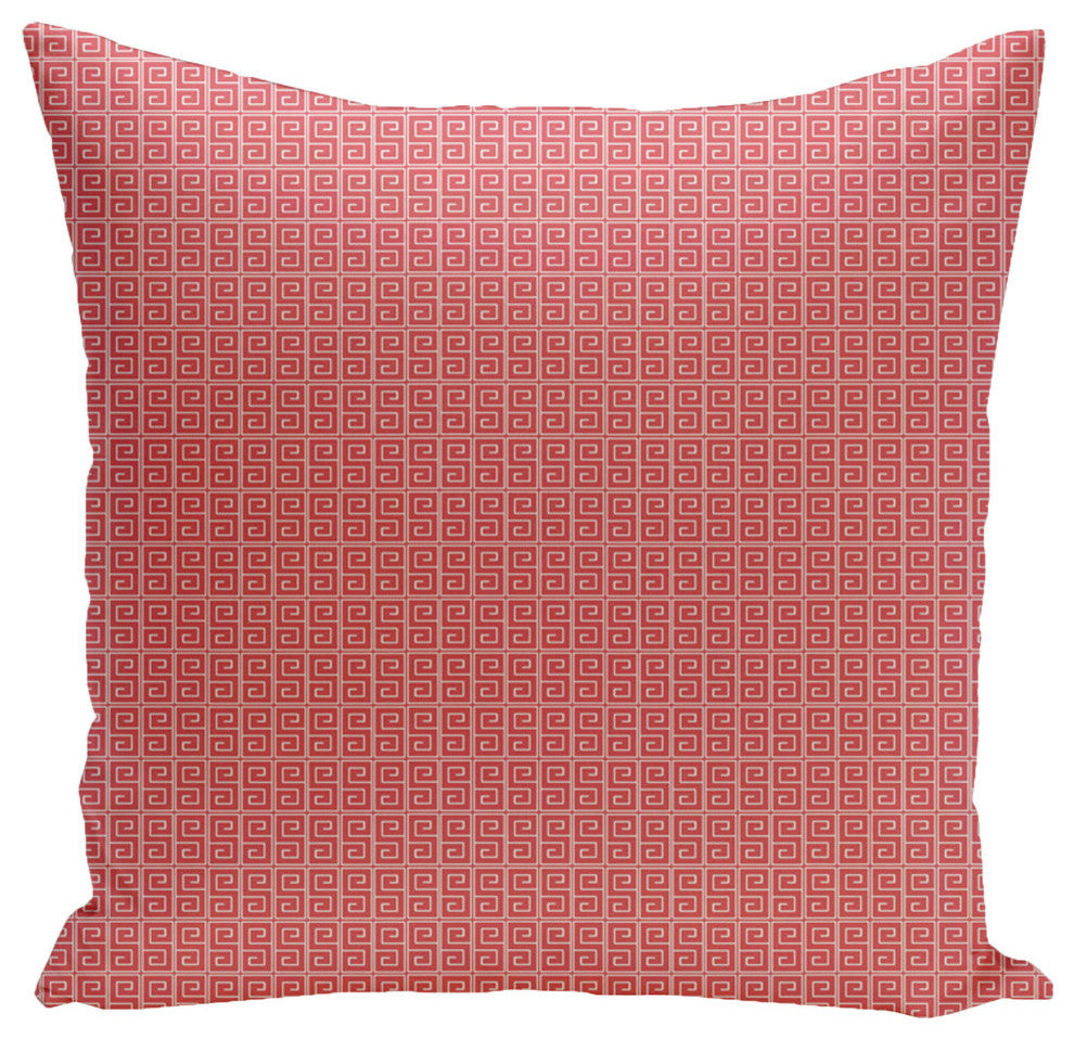 Geometric Decorative Pillow, Coral White, 20"x20"