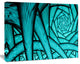 Turquoise Fractal Endless Tunnel, Oversized Abstract Canvas Art Print, 60x40