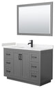 48"SGL Vanity Dark Gray, LV Carrara Cult. Top, Sink, Black Trim, 46"Mirror