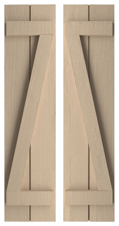 Rustic 2 Board Joined B-N-B Faux Wood Shutters, Rough Cedar, 11x78"