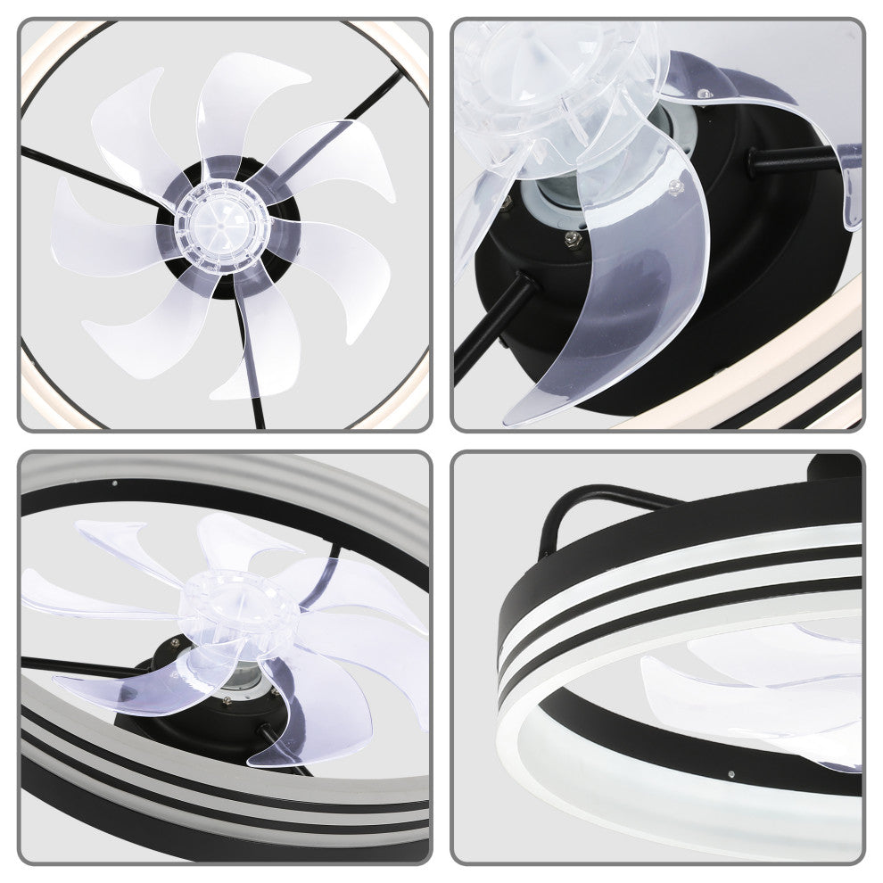 20" Low Profile Reversible Ceiling fan 6-Speed Dimmable Remote and APP Control, Black