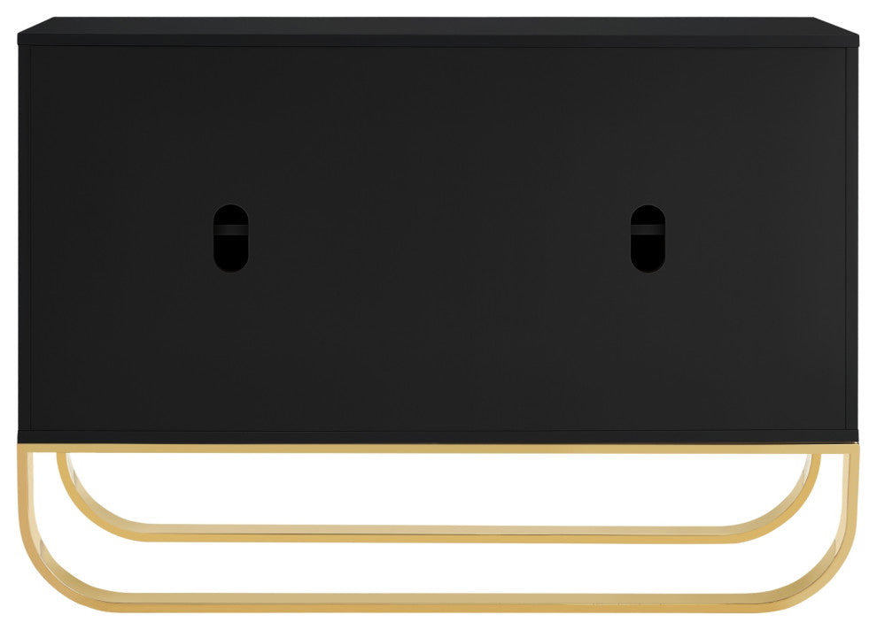 Nicole Miller Jacelynn Sideboard, Black/Gold, 2-Door