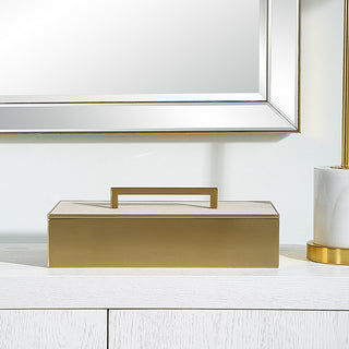 Uttermost 18110 Wessex 4-3/4" Tall MDF and Metal Boxes - Brass / White