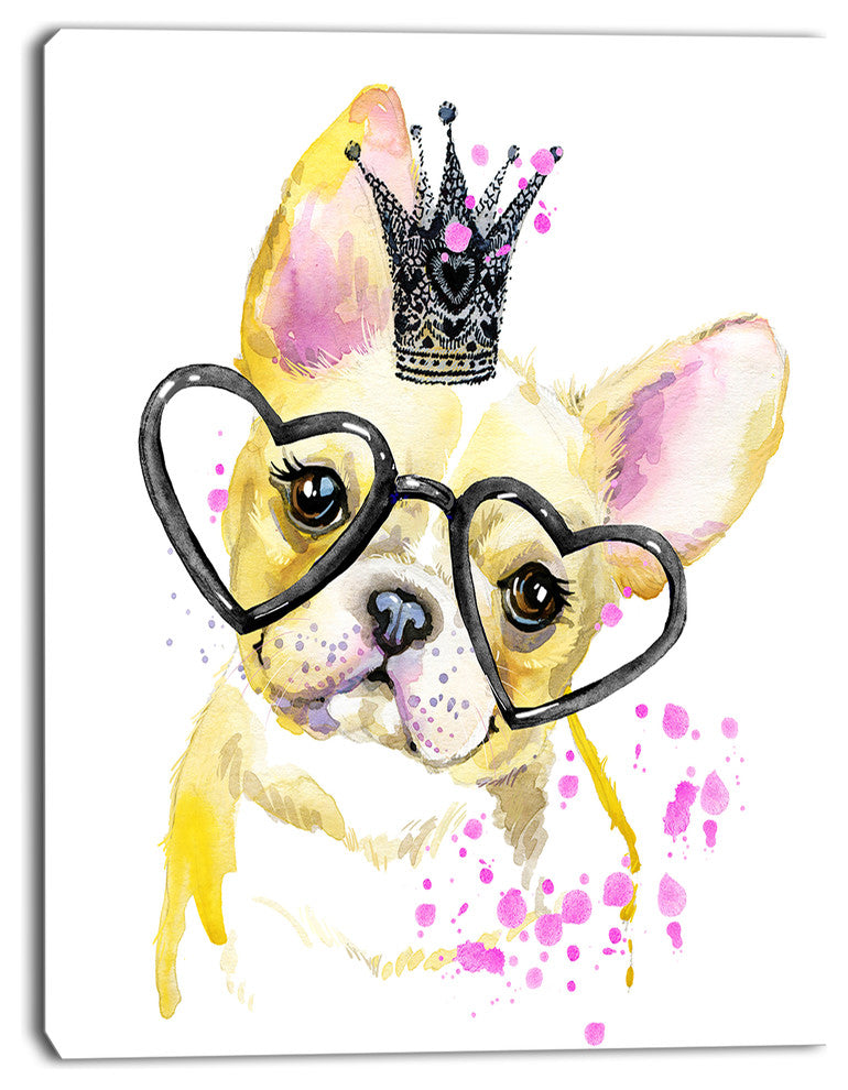 Funny Dog with Large Glasses, Contemporary Animal Art Canvas, 30"x40"