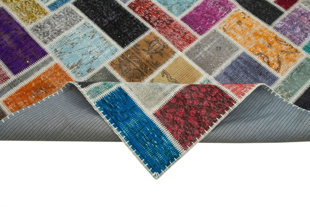 Rug N Carpet - Handwoven Turkish 8' 8" x 11' 9" Contemporary Patchwork Area Rug