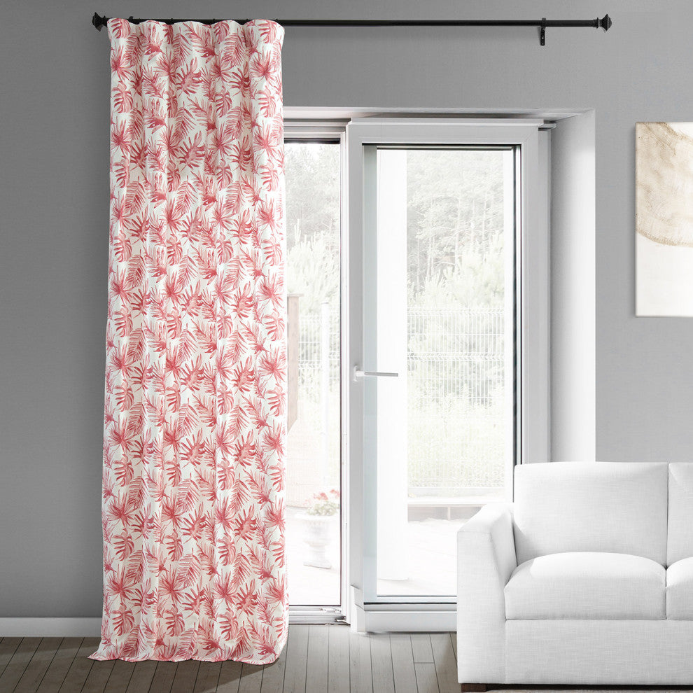 Artemis Printed Cotton Curtain Single Panel, Artemis Rust, 50wx84l
