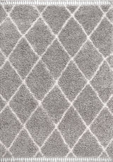 Mercer Shag Plush Tassel Moroccan Geometric Trellis Area Rug, Grey/Cream, 8 X 10