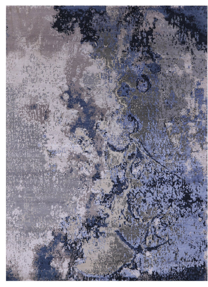 Abstract Wool and Silk Handmade Rug 8' 11" X 12' 0" Q9032