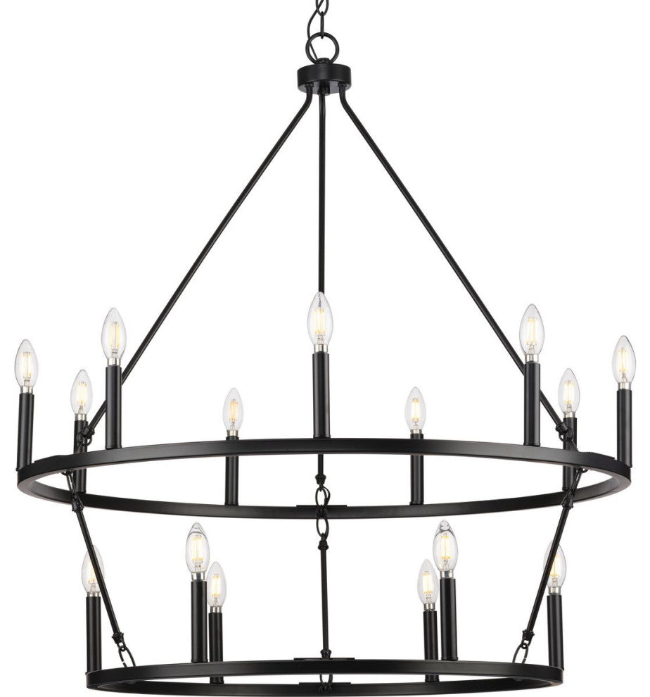 Gilliam Collection Nine-Light Matte Black New Traditional Chandelier