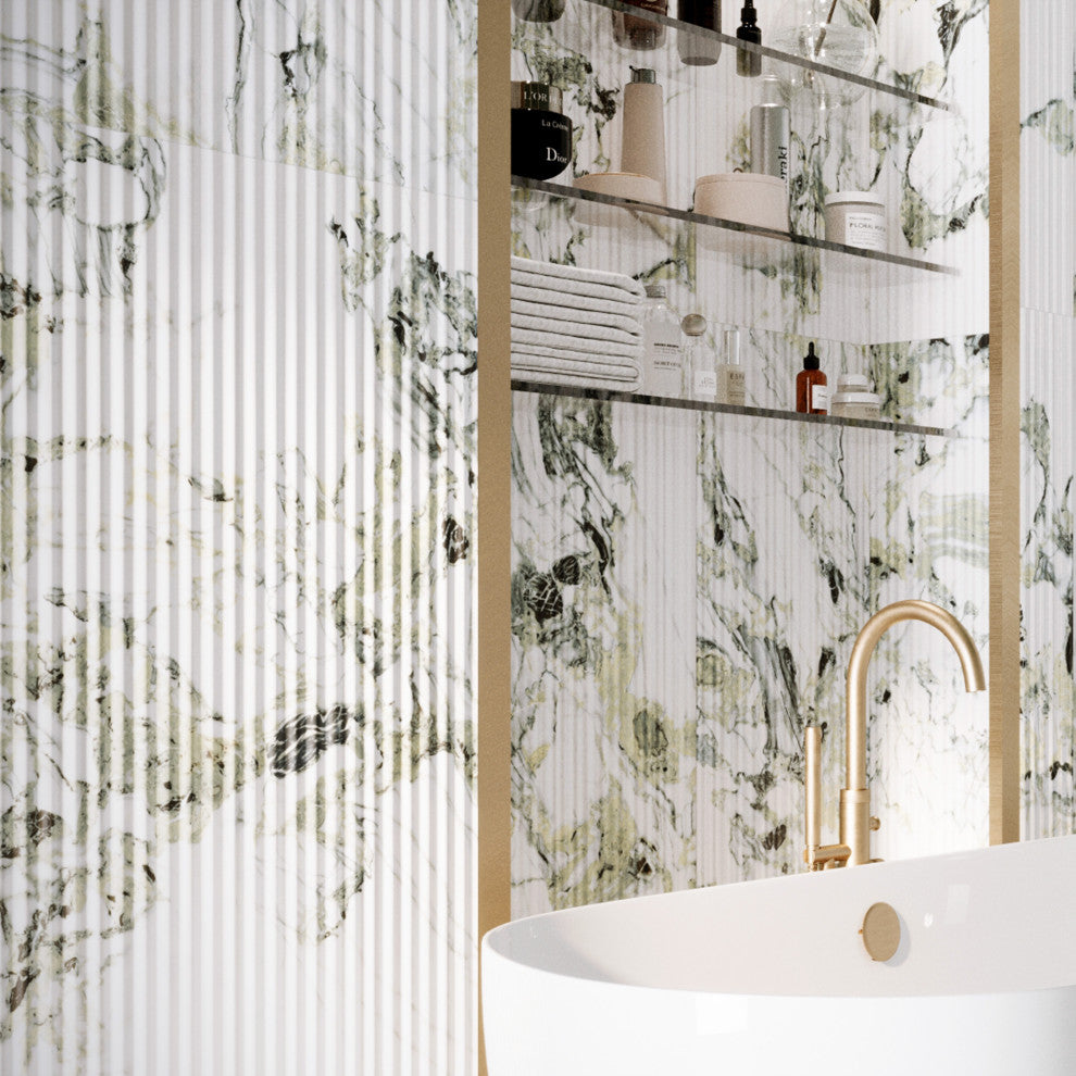 Touche Pleated Deco Jade Porcelain Floor/Wall Tile