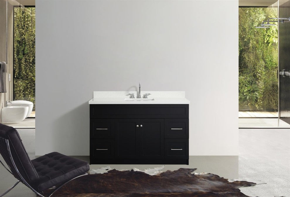Ariel Hamlet 55" Black Modern Single Sink Vanity Set, No Mirror