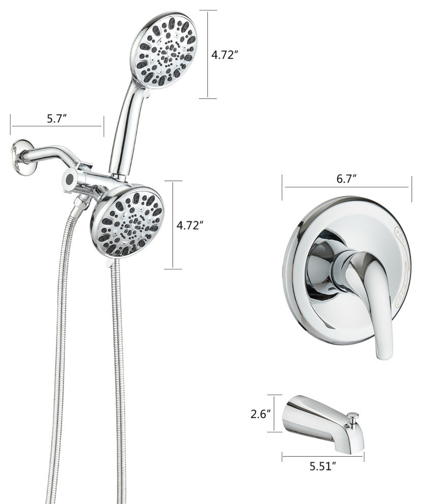 5 inch Wall-Mounted Round Completed Shower System with Handheld Shower and head