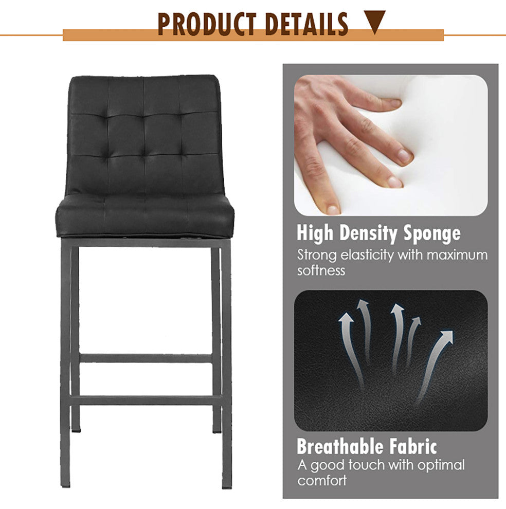 2-set Foam Modern Design Dining Chair, Metal Legs, Black Pu