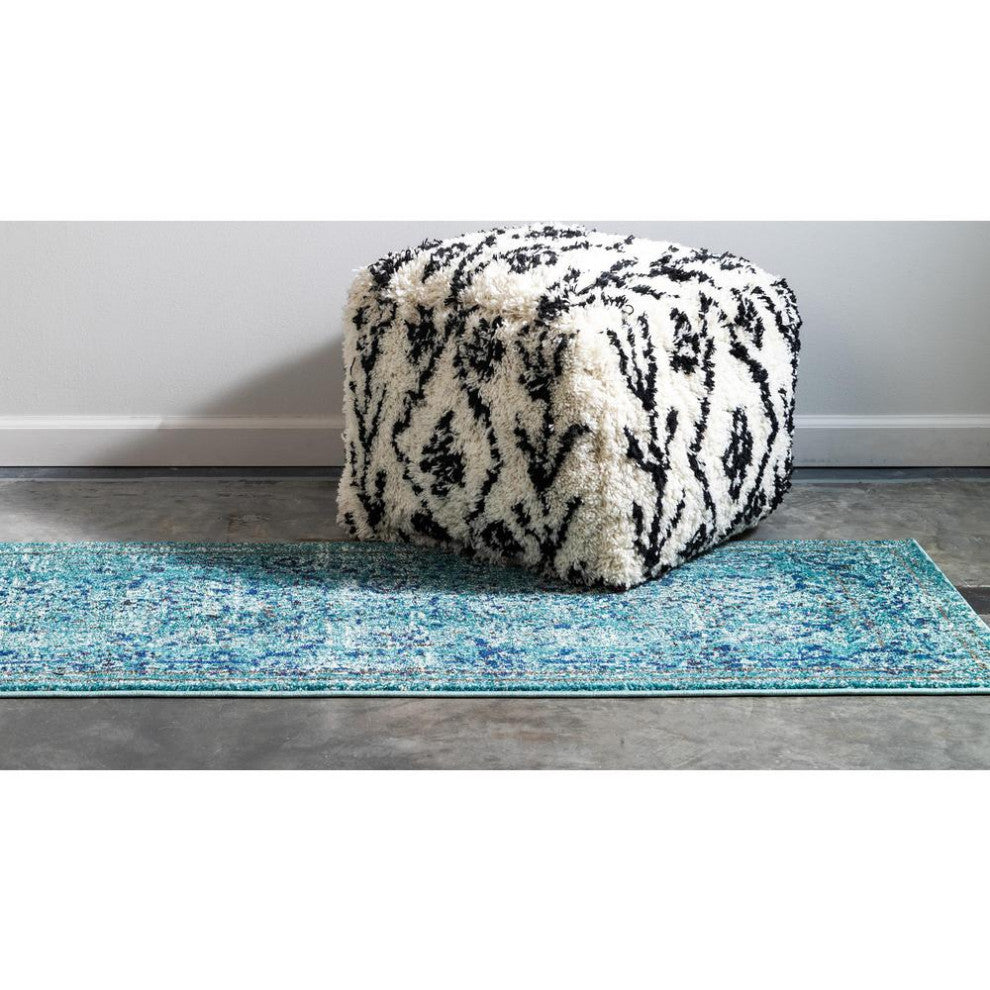 Rug Unique Loom Medici Light Blue Runner 2' 7 x 10' 0
