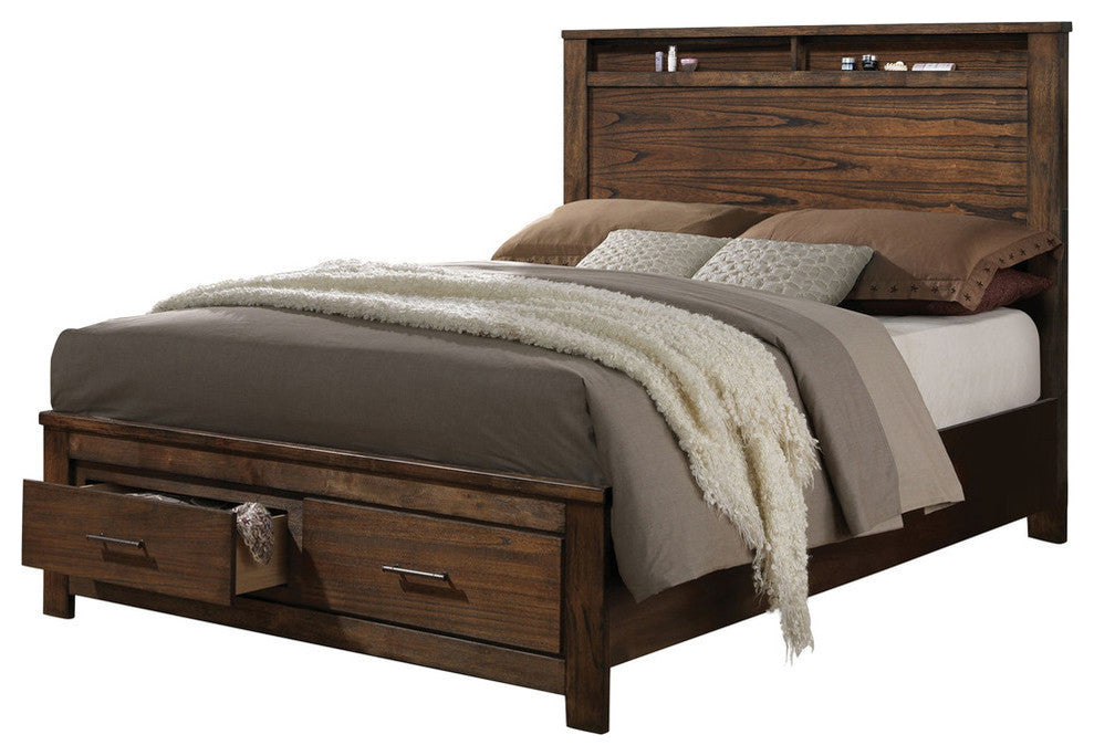 Merrilee Storage Bed, Queen, Oak, Eastern King Storage Bed