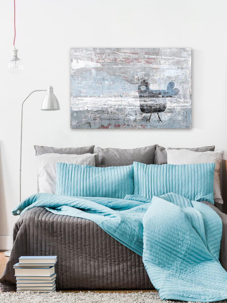 "Hazy Hen" Painting Print on Wrapped Canvas, 30"x20"