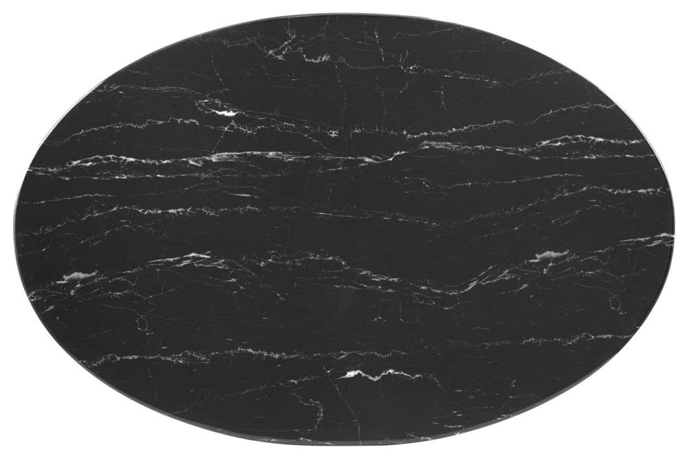 Lippa 42" Oval Artificial Marble Coffee Table White Black