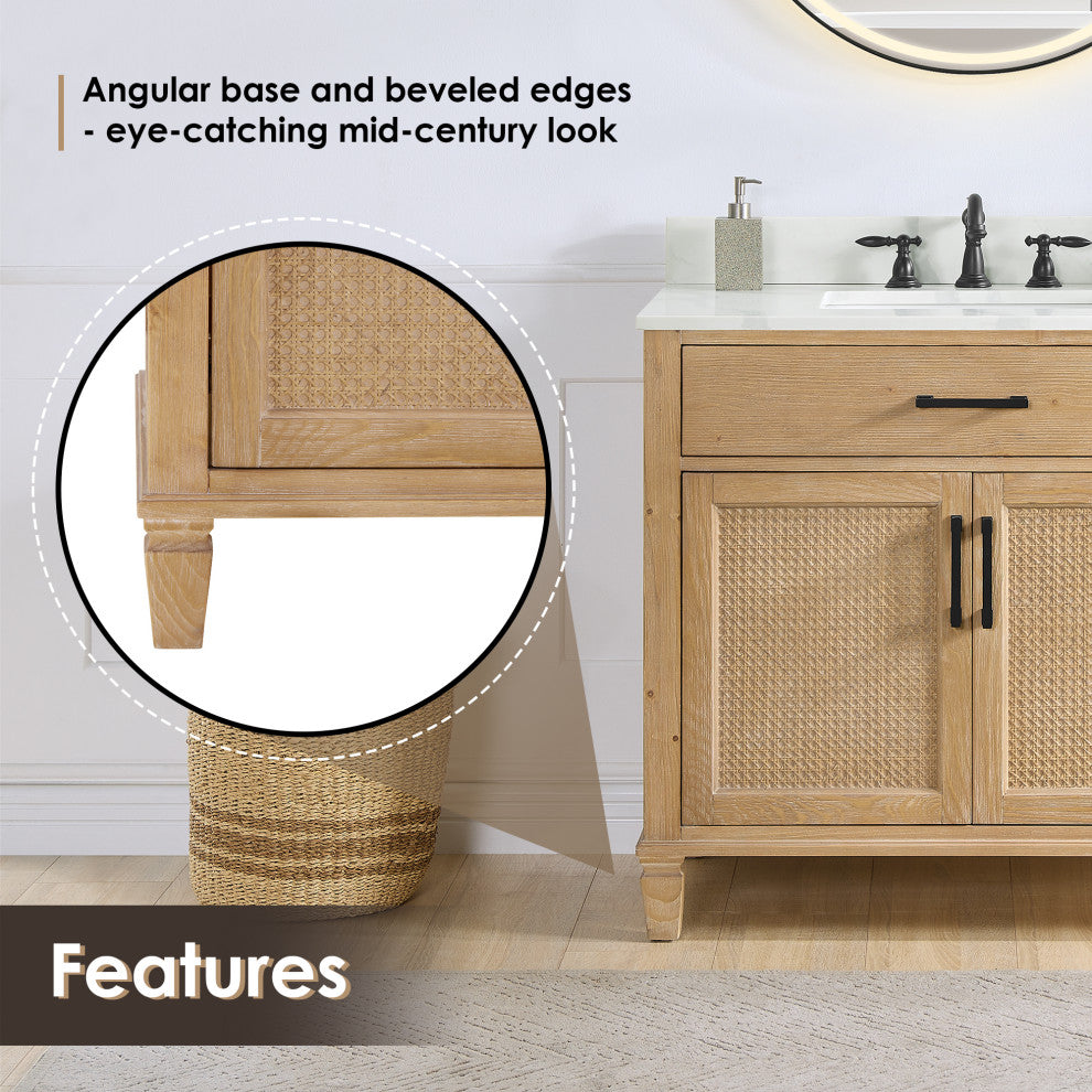 Solana Bathroom Cabinet Vanity Base, Weathered Fir, 36", Without Mirror
