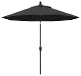 9' Bronze Push-Button Tilt Crank Aluminum Umbrella, Black Pacifica