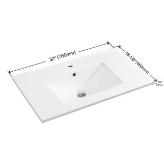Dowell 18" FTB White Ceramic Single Bathroom Vanity Basin, 30wx18dx6h