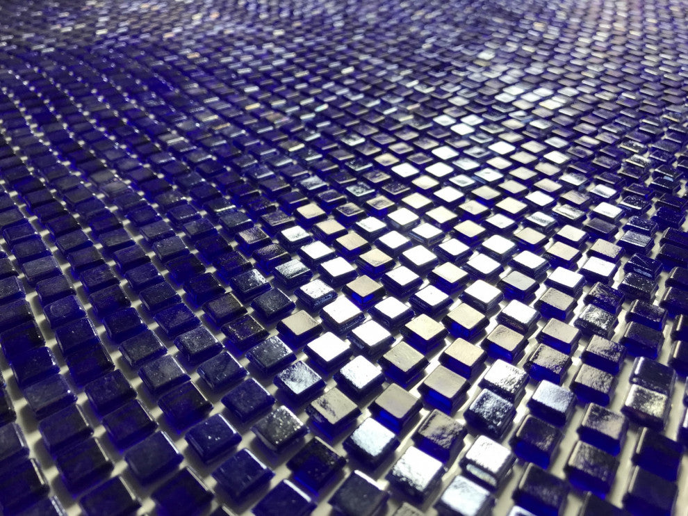 Galaxy 12"x12" Wavy Square Glass Mosaic Tile,Iridescent Blue, Single Sheet