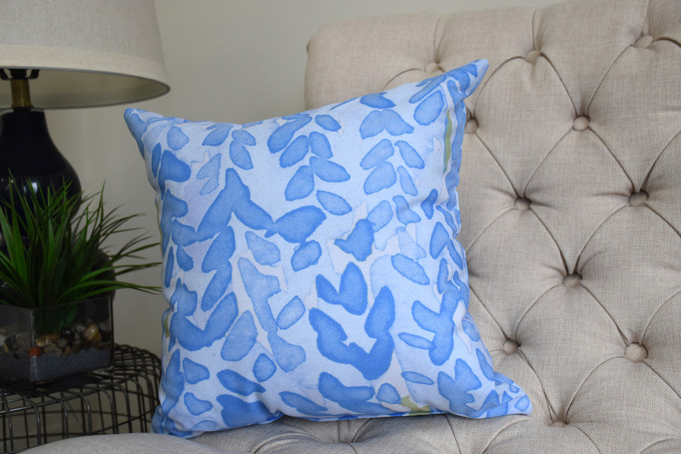 Flower Bell Decorative Floral Throw Pillow, Blue, 26"