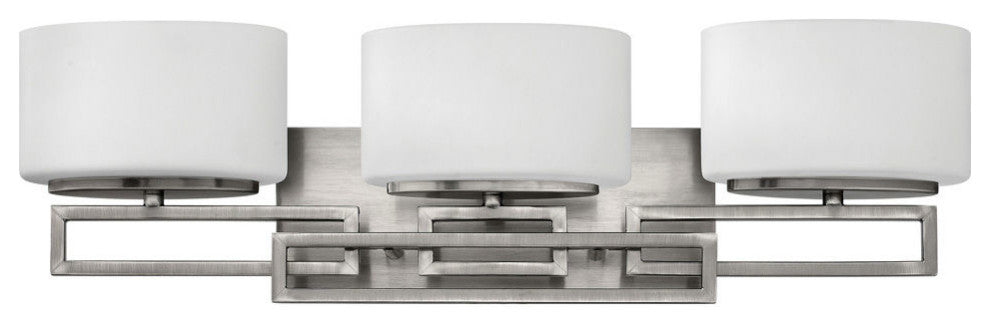 Lanza Bath 3-Light, Antique Nickel With Etched Opal Glass