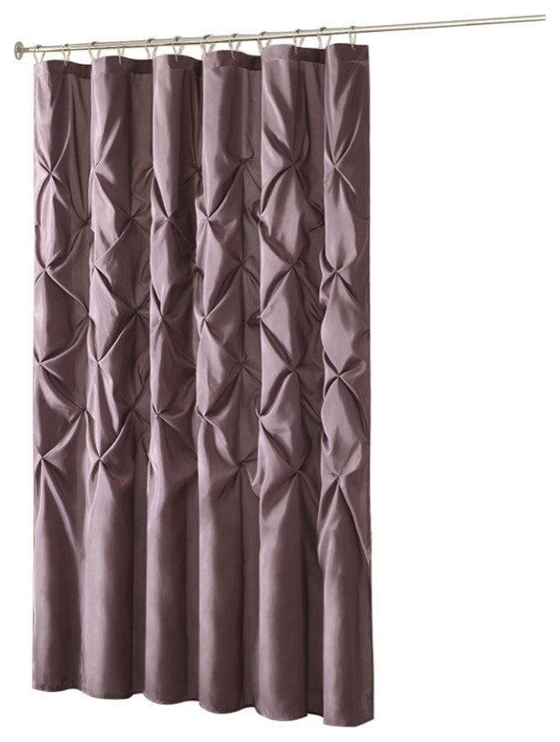 Madison Park Laurel Tufted Semi-Sheer Shower Curtain, Plum