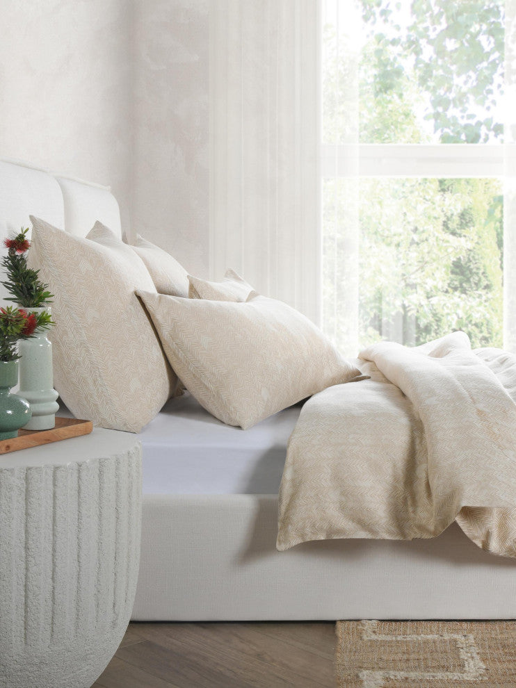 Lana 100% Cotton Embroidered Duvet by Kosas Home, Beige, King