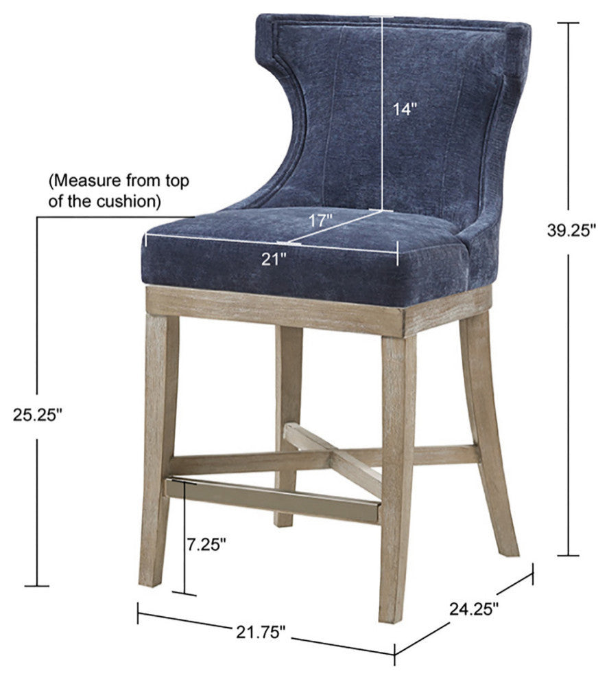 Madison Park Carson Counter Stool With Swivel Seat, Navy Blue