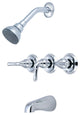 Elite Three Handle Tub Shower Set, Polished Chrome