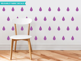 Raindrop Fabric Wall Decals, Set of 40, Purple