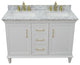 49" Double Vanity, White Finish With White Carrara And Rectangle Sink