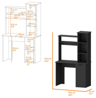 Rumford Computer Desk with Hutch and 3-Tier Storage Shelves