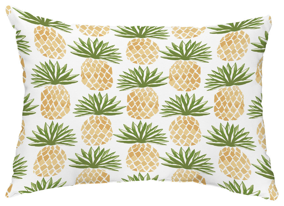 Pineapple Stripes 14"x20" Abstract Decorative Outdoor Pillow, Green